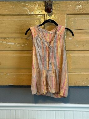 HOLDING HORSES Pink and Yellow Striped Sleeveless V-Neck Camisole
